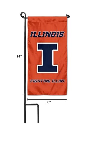 College Flags & Banners Co. Illinois Fighting Illini Mini Garden and Flower Pot Flag Topper - Sports Collectibles, Sports Memorabilia, Sports Fan Shop, Sports Gifts