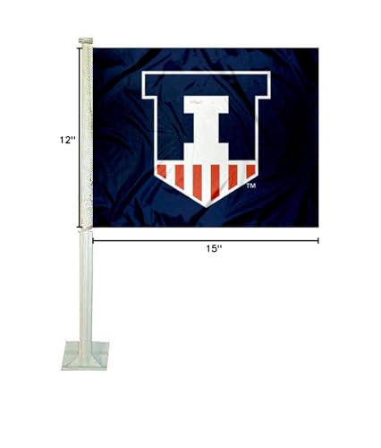 College Flags & Banners Co. Illinois Fighting Illini Victory Badge Car Flag - Sports Collectibles, Sports Memorabilia, Sports Fan Shop, Sports Gifts