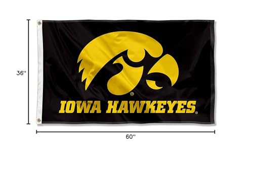 College Flags & Banners Co. Iowa Hawkeyes Black University Large College Flag - Sports Collectibles, Sports Memorabilia, Sports Fan Shop, Sports Gifts