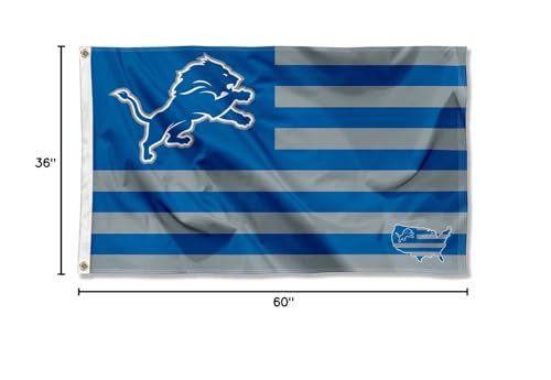 WinCraft Detroit Lions USA American Nation Stripes 3x5 Grommet Flag - Sports Collectibles, Sports Memorabilia, Sports Fan Shop, Sports Gifts