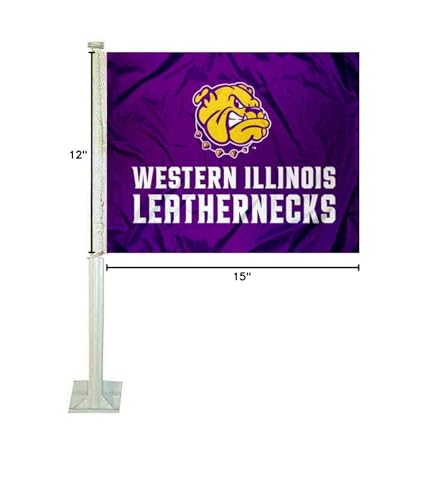 College Flags & Banners Co. Western Illinois Leathernecks Car Flag - Sports Collectibles, Sports Memorabilia, Sports Fan Shop, Sports Gifts