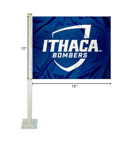 College Flags & Banners Co. Ithaca Bombers Car Flag - Sports Collectibles, Sports Memorabilia, Sports Fan Shop, Sports Gifts