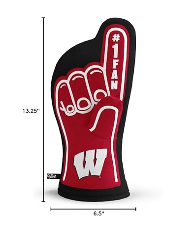YouTheFan NCAA Wisconsin Badgers #1 Oven Mitt , 13.25" x 6.5" - Sports Collectibles, Sports Memorabilia, Sports Fan Shop, Sports Gifts