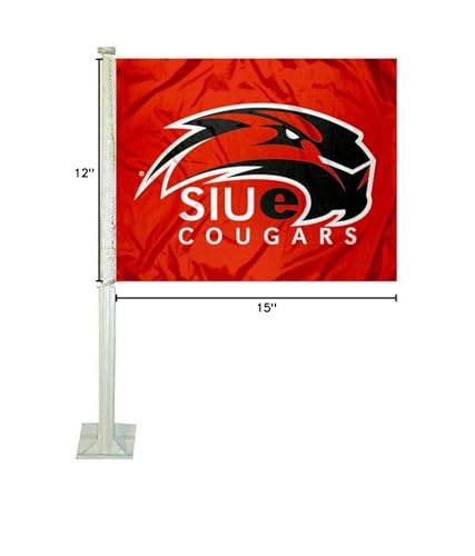 College Flags & Banners Co. Southern Illinois Edwardsville Cougars Car Flag - Sports Collectibles, Sports Memorabilia, Sports Fan Shop, Sports Gifts