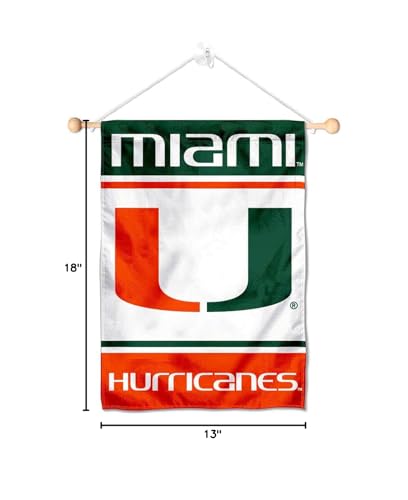 College Flags & Banners Co. Hurricanes Window Wall Banner Hanging Flag with Suction Cup - Sports Collectibles, Sports Memorabilia, Sports Fan Shop, Sports Gifts