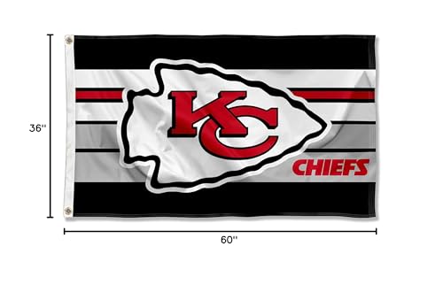 WinCraft Kansas City Chiefs Retro Stripes Large 3x5 Flag - Sports Collectibles, Sports Memorabilia, Sports Fan Shop, Sports Gifts