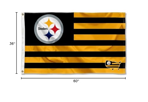 WinCraft Pittsburgh Steelers USA American Nation Stripes 3x5 Grommet Flag - Sports Collectibles, Sports Memorabilia, Sports Fan Shop, Sports Gifts