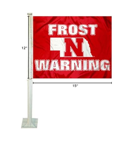 College Flags & Banners Co. Nebraska Cornhuskers Frost Warning Car Flag - Sports Collectibles, Sports Memorabilia, Sports Fan Shop, Sports Gifts