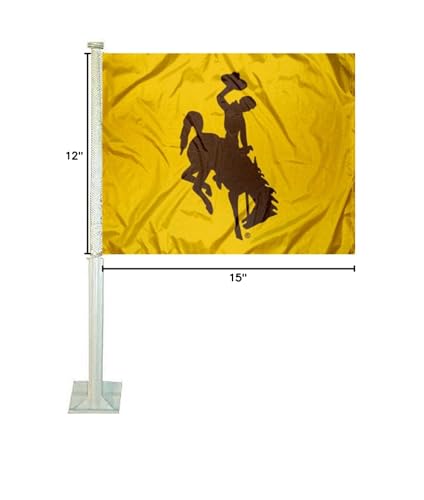 College Flags & Banners Co. Wyoming Cowboys Gold Car Flag - Sports Collectibles, Sports Memorabilia, Sports Fan Shop, Sports Gifts