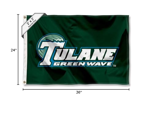 College Flags & Banners Co. Tulane Green Wave Small 2x3 Foot Flag - Sports Collectibles, Sports Memorabilia, Sports Fan Shop, Sports Gifts