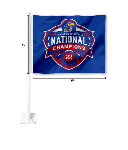 College Flags & Banners Co. Kansas KU Jayhawks College Basketball 2022 Champions Car Window Auto Flag - Sports Collectibles, Sports Memorabilia, Sports Fan Shop, Sports Gifts