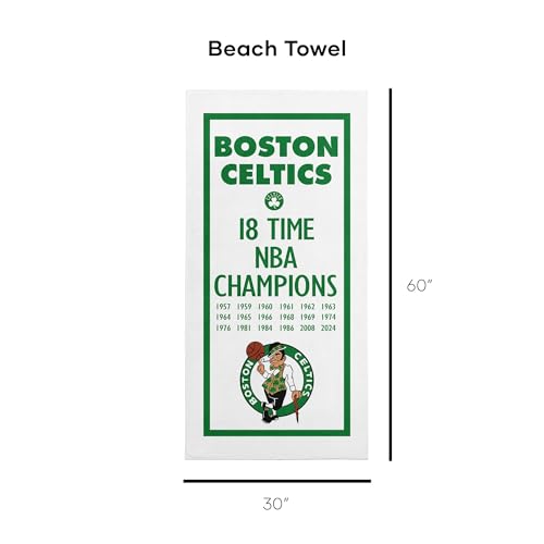 Northwest NBA Boston Celtics NBA Champions 2024 Beach Towel, 30" x 60", Lucky - Sports Collectibles, Sports Memorabilia, Sports Fan Shop, Sports Gifts