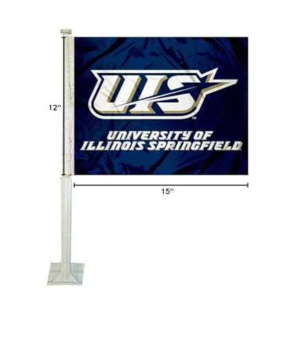 College Flags & Banners Co. Illinois Springfield Prairie Stars Car Flag - Sports Collectibles, Sports Memorabilia, Sports Fan Shop, Sports Gifts