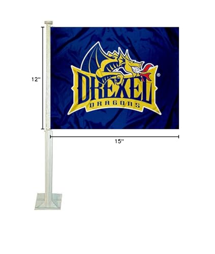 College Flags & Banners Co. Drexel Dragons Car and Auto Flag - Sports Collectibles, Sports Memorabilia, Sports Fan Shop, Sports Gifts