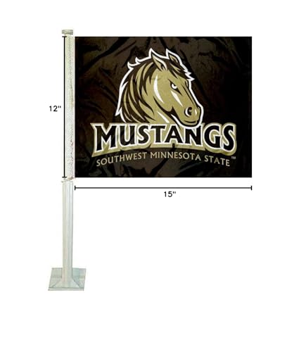 College Flags & Banners Co. Southwest Minnesota State Mustangs Car Flag - Sports Collectibles, Sports Memorabilia, Sports Fan Shop, Sports Gifts