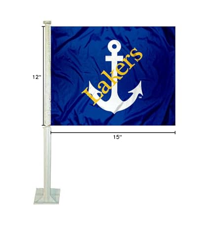 College Flags & Banners Co. Lake Superior State Lakers Car Flag - Sports Collectibles, Sports Memorabilia, Sports Fan Shop, Sports Gifts