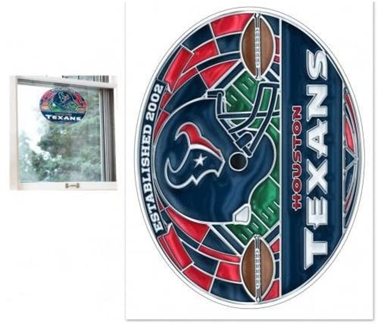 Houston Texans Decal 11x17 Multi Use stained Glass Style - Sports Collectibles, Sports Memorabilia, Sports Fan Shop, Sports Gifts