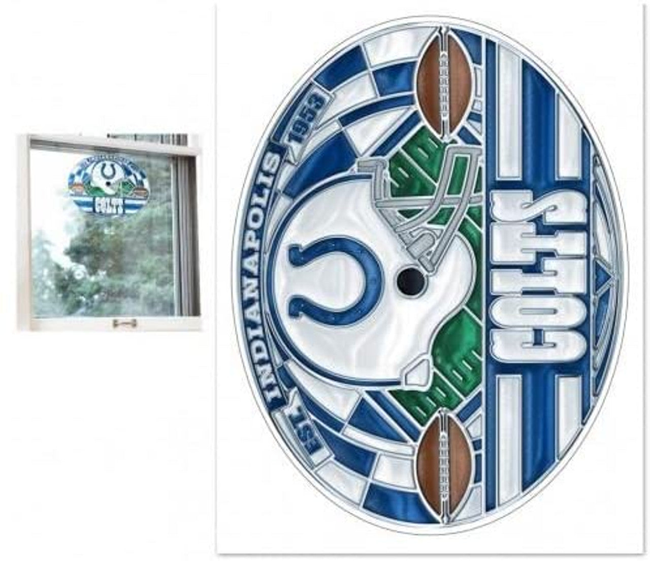 Indianapolis Colts Decal 11x17 Multi Use stained Glass Style - Sports Collectibles, Sports Memorabilia, Sports Fan Shop, Sports Gifts