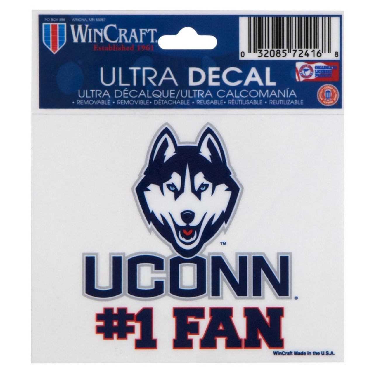 Connecticut Huskies Decal 8x8 Perfect Cut Color - Sports Collectibles, Sports Memorabilia, Sports Fan Shop, Sports Gifts