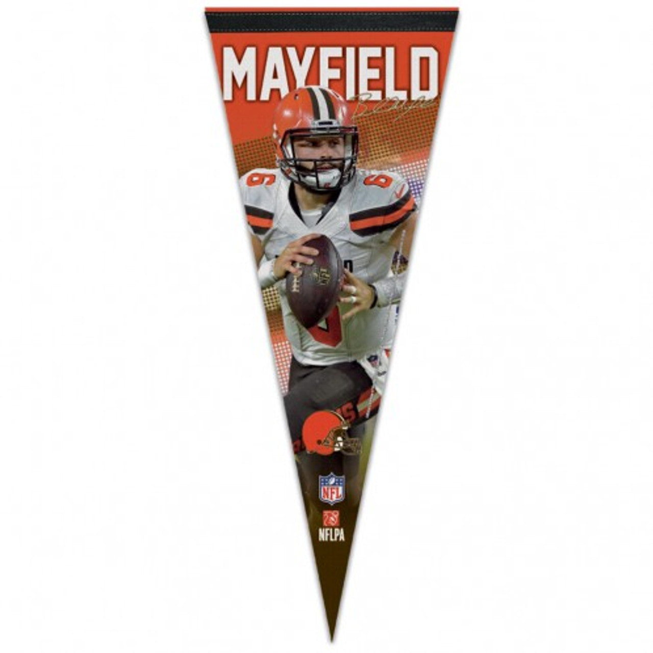 Cleveland Browns Pennant 12x30 Premium Style Baker Mayfield Design - Special Order - Sports Collectibles, Sports Memorabilia, Sports Fan Shop, Sports Gifts