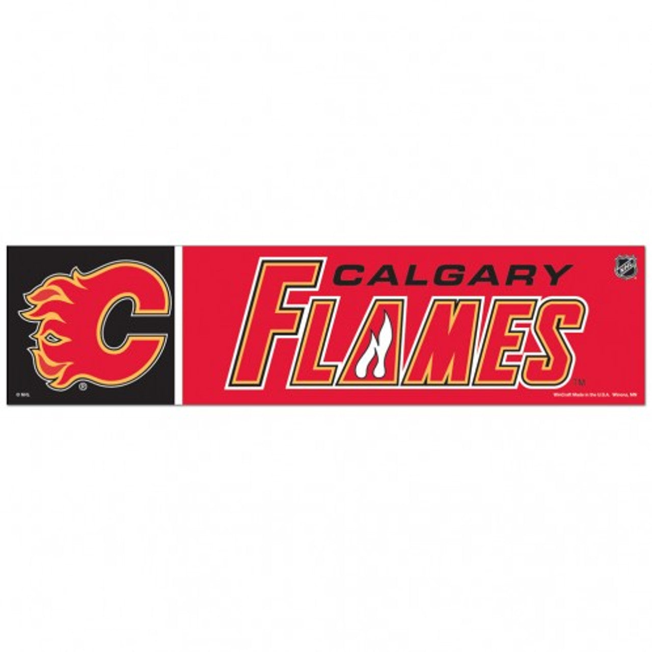 Calgary Flames Decal 3x12 Bumper Strip Style - Special Order - Sports Collectibles, Sports Memorabilia, Sports Fan Shop, Sports Gifts