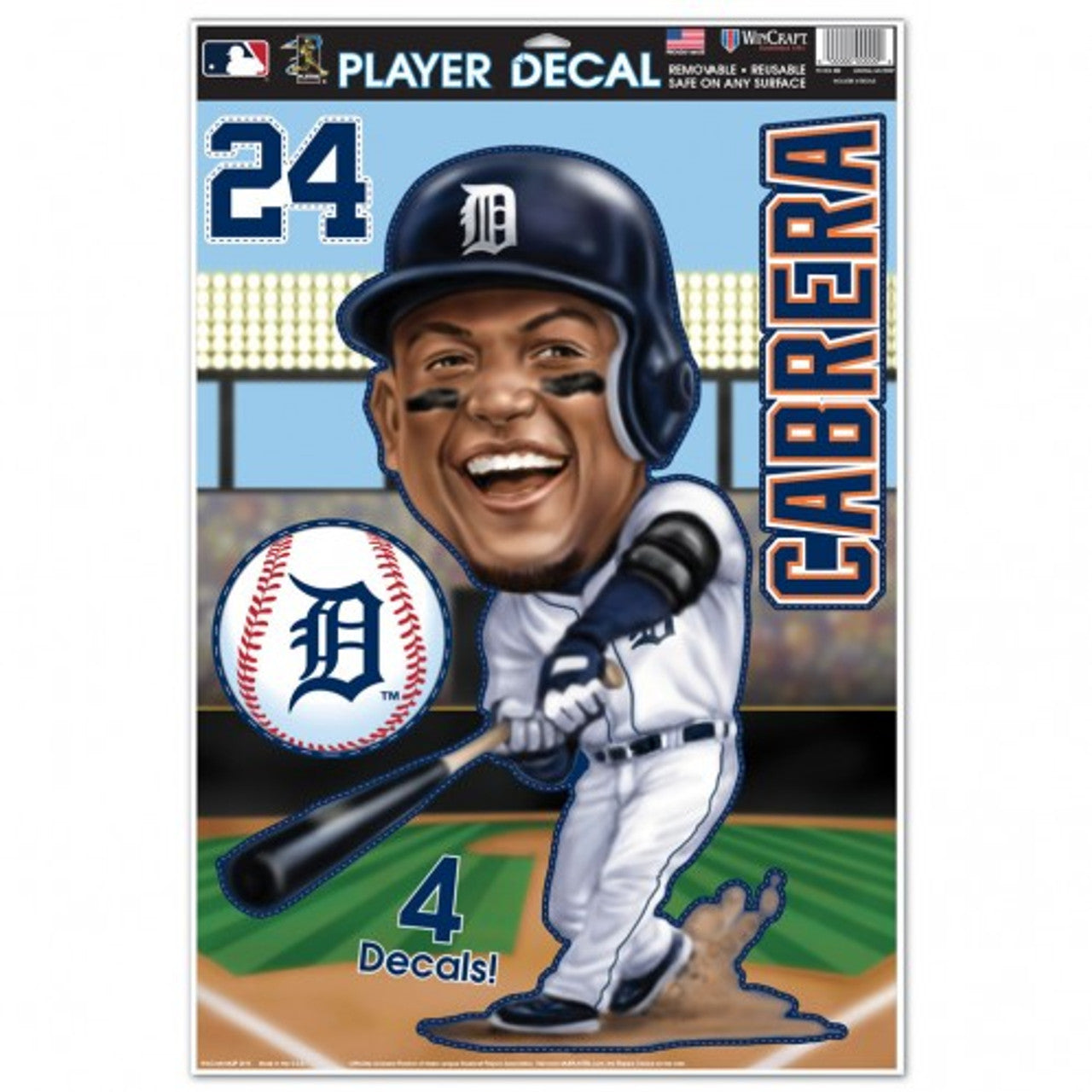 Detroit Tigers Miguel Cabrera Caricature Decal 11x17 Multi Use - Sports Collectibles, Sports Memorabilia, Sports Fan Shop, Sports Gifts