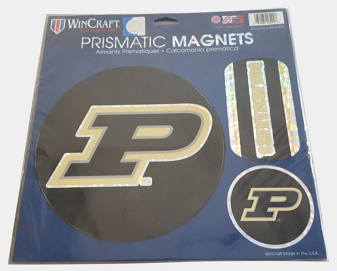 Purdue Boilermakers Magnets 11x11 Die Cut Prismatic Set of 3 - Sports Collectibles, Sports Memorabilia, Sports Fan Shop, Sports Gifts