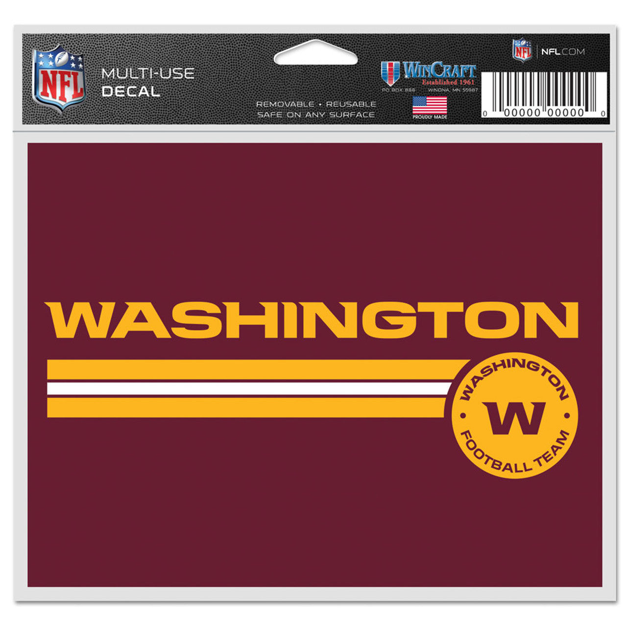 Washington Football Team Decal 5x6 Multi Use Color - Sports Collectibles, Sports Memorabilia, Sports Fan Shop, Sports Gifts