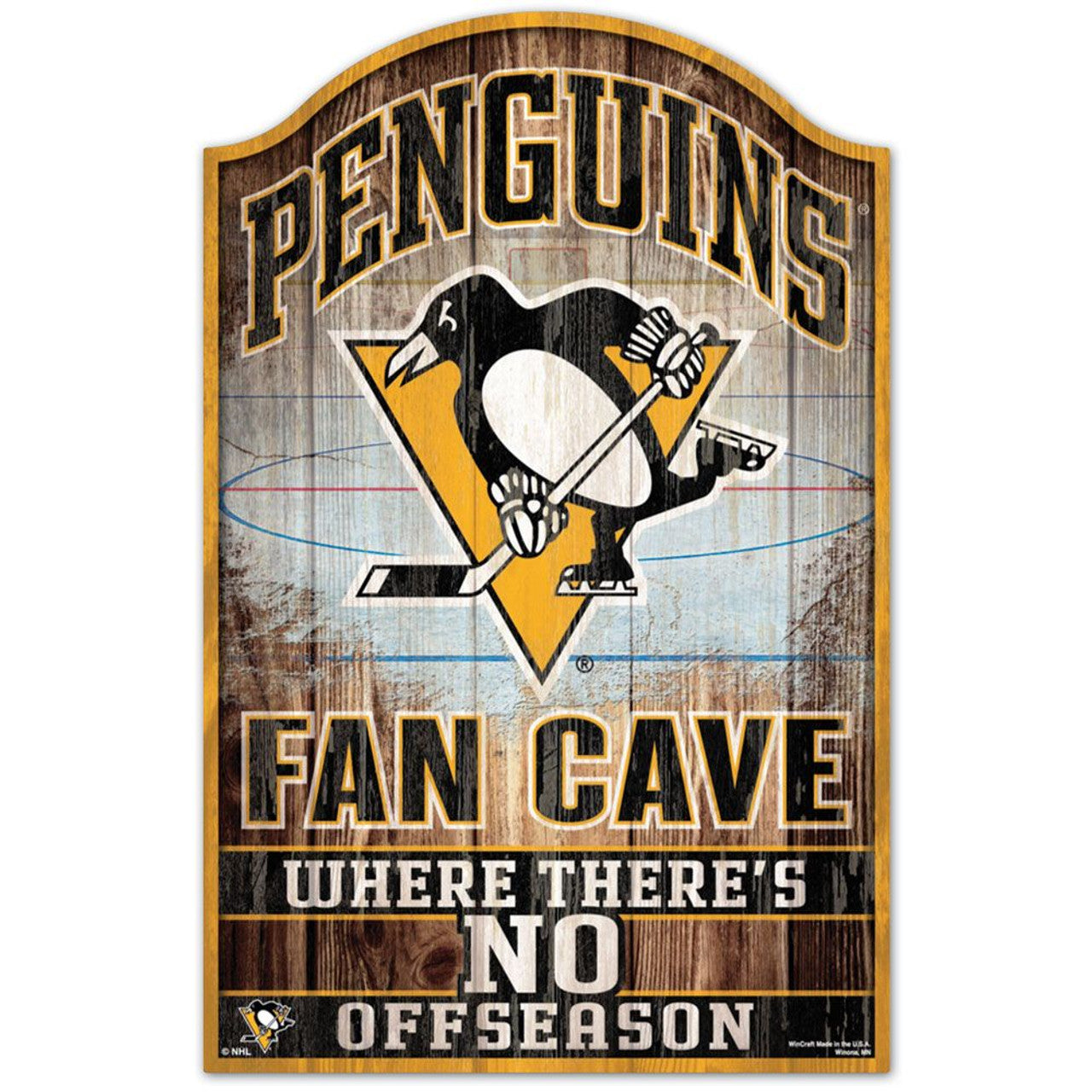 Pittsburgh Penguins Sign 11x17 Wood Fan Cave Design - Sports Collectibles, Sports Memorabilia, Sports Fan Shop, Sports Gifts