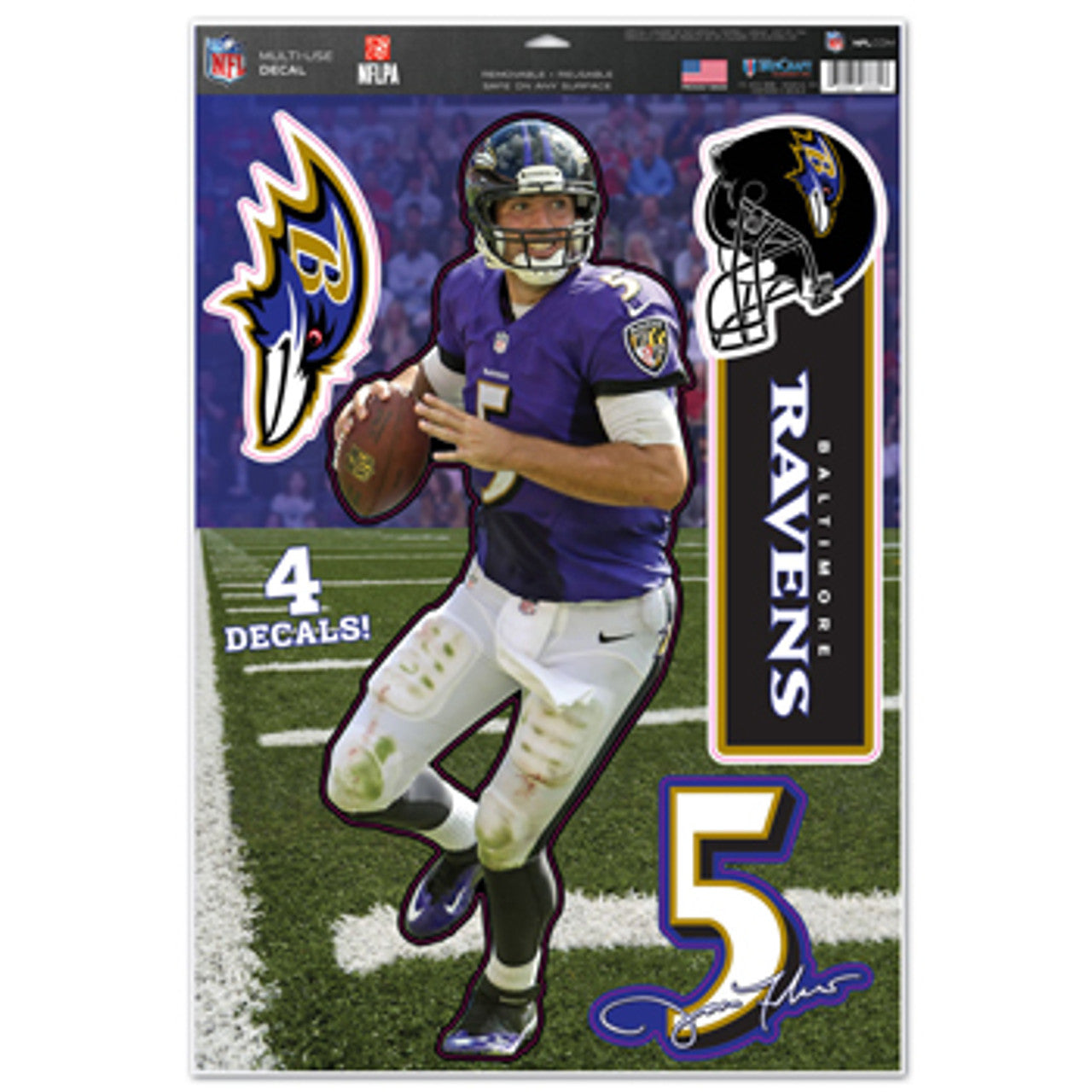 Baltimore Ravens Decal 11x17 Multi Use Joe Flacco Design CO - Sports Collectibles, Sports Memorabilia, Sports Fan Shop, Sports Gifts