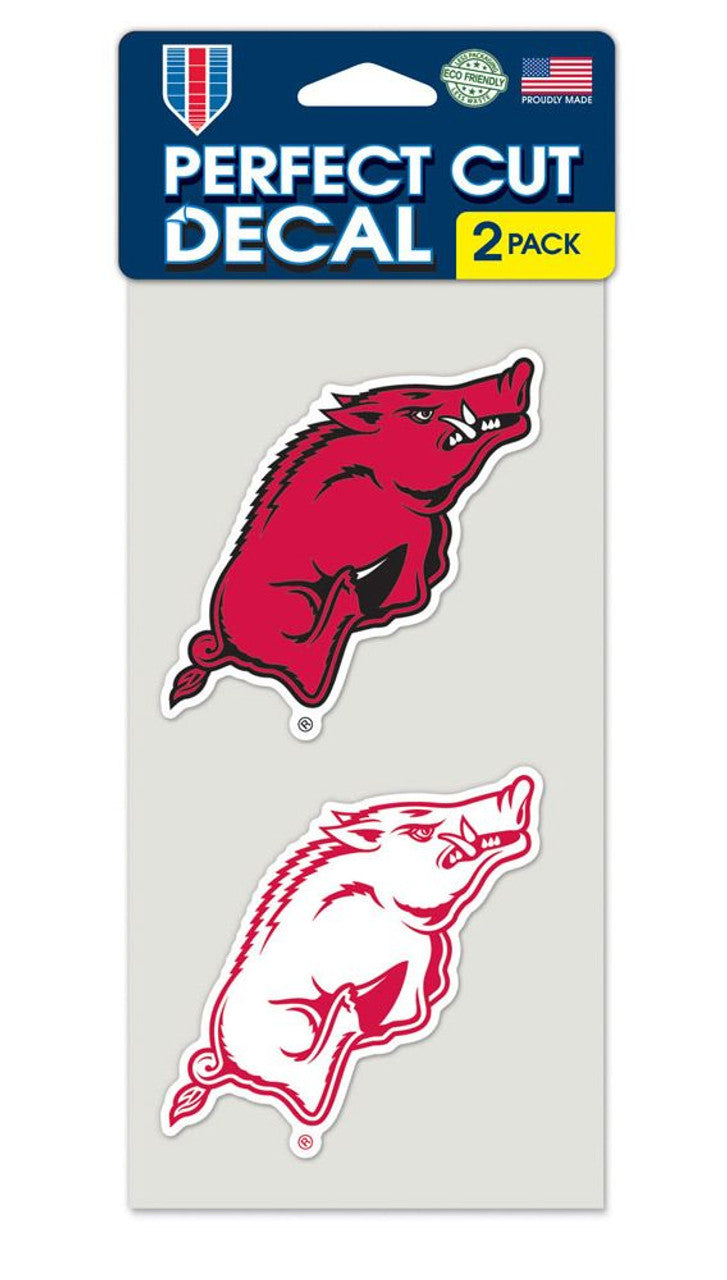 Arkansas Razorbacks Decal 4x4 Perfect Cut Set of 2 - Special Order - Sports Collectibles, Sports Memorabilia, Sports Fan Shop, Sports Gifts