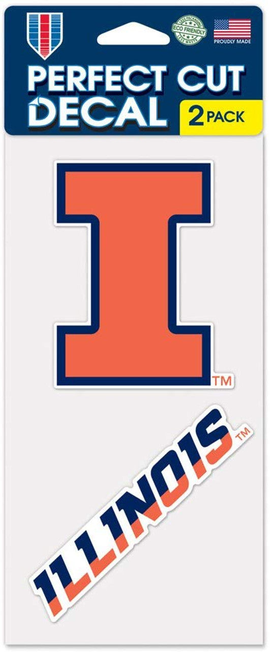 Illinois Fighting Illini Set of 2 Die Cut Decals - Special Order - Sports Collectibles, Sports Memorabilia, Sports Fan Shop, Sports Gifts