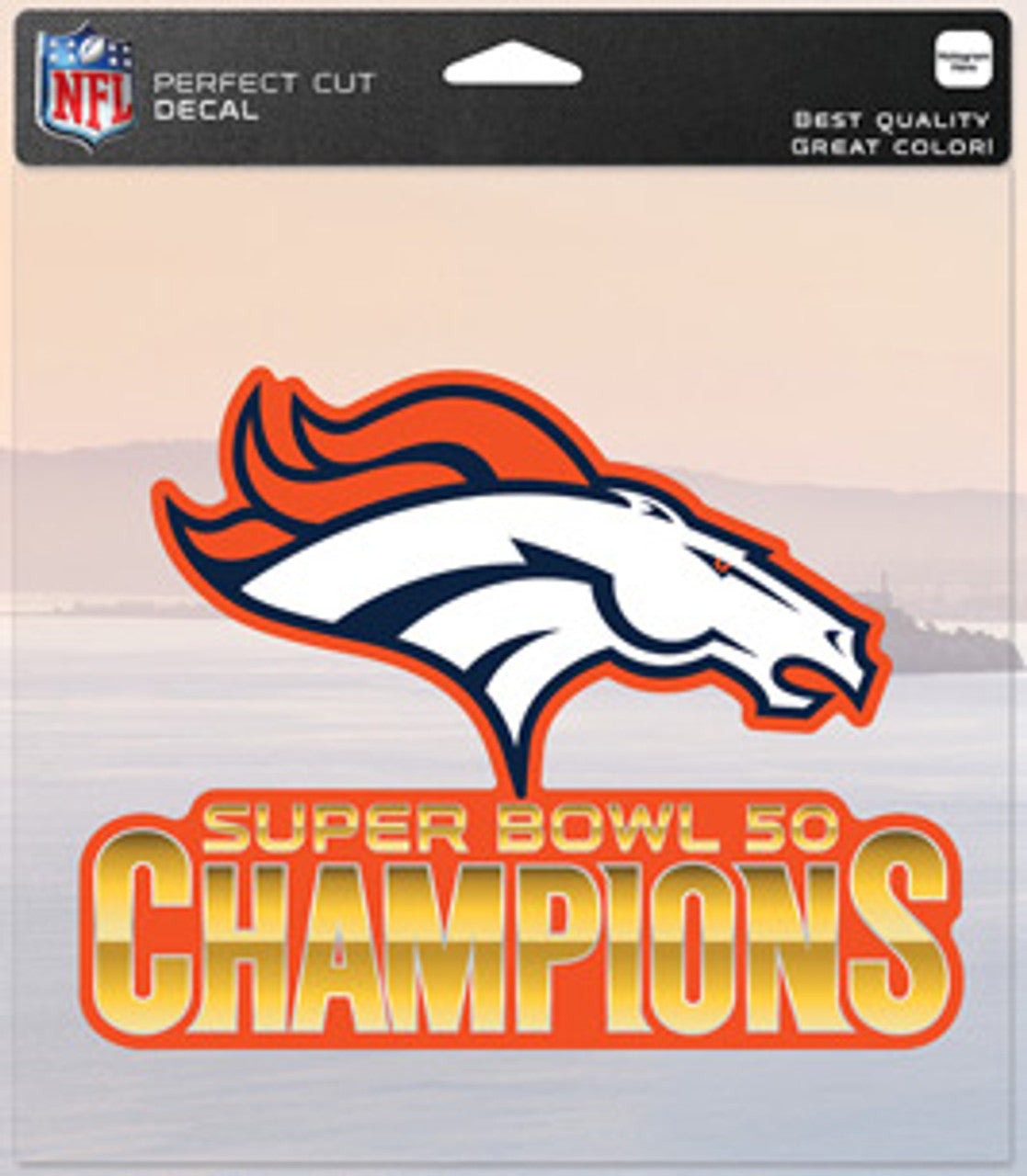 Denver Broncos Decal 8x8 Perfect Cut Color Super Bowl 50 Champion Design CO - Sports Collectibles, Sports Memorabilia, Sports Fan Shop, Sports Gifts