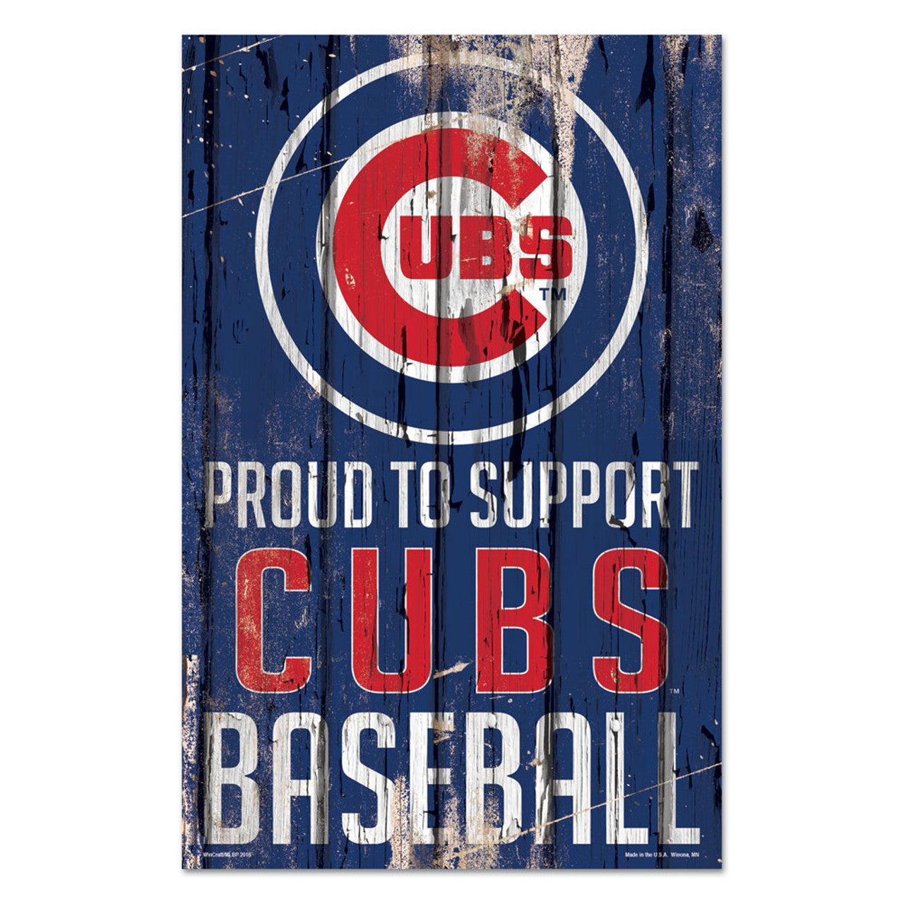 Chicago Cubs Sign 11x17 Wood Proud to Support Design - Sports Collectibles, Sports Memorabilia, Sports Fan Shop, Sports Gifts