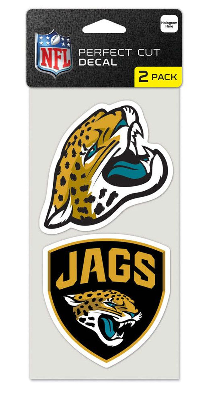 Jacksonville Jaguars Decal 4x4 Perfect Cut Set of 2 - Sports Collectibles, Sports Memorabilia, Sports Fan Shop, Sports Gifts