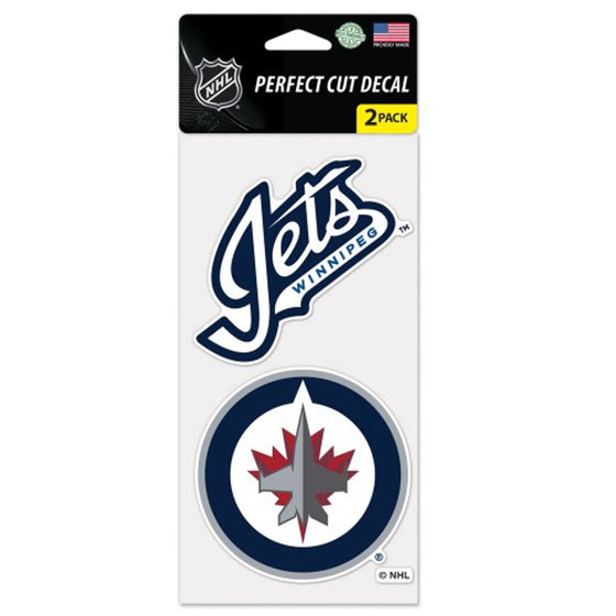 Winnipeg Jets Decal 4x4 Perfect Cut Set of 2 - Sports Collectibles, Sports Memorabilia, Sports Fan Shop, Sports Gifts
