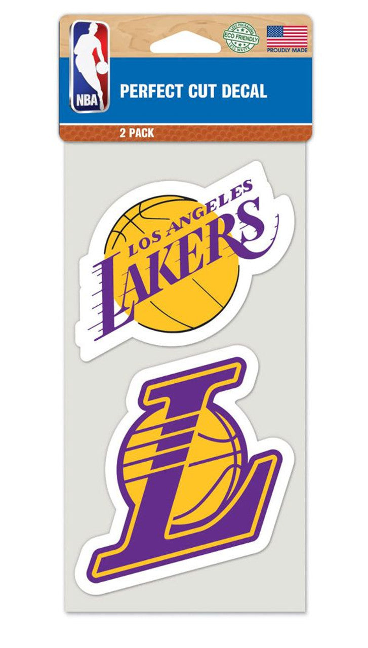 Los Angeles Lakers Decal 4x4 Perfect Cut Set of 2 - Sports Collectibles, Sports Memorabilia, Sports Fan Shop, Sports Gifts