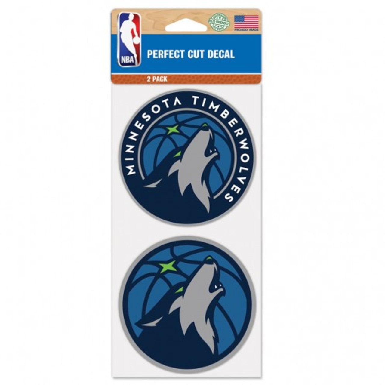 Minnesota Timberwolves Decal 4x4 Perfect Cut Set of 2 - Sports Gifts, Sports Memorabilia, Sports Collectibles, Fan Shop