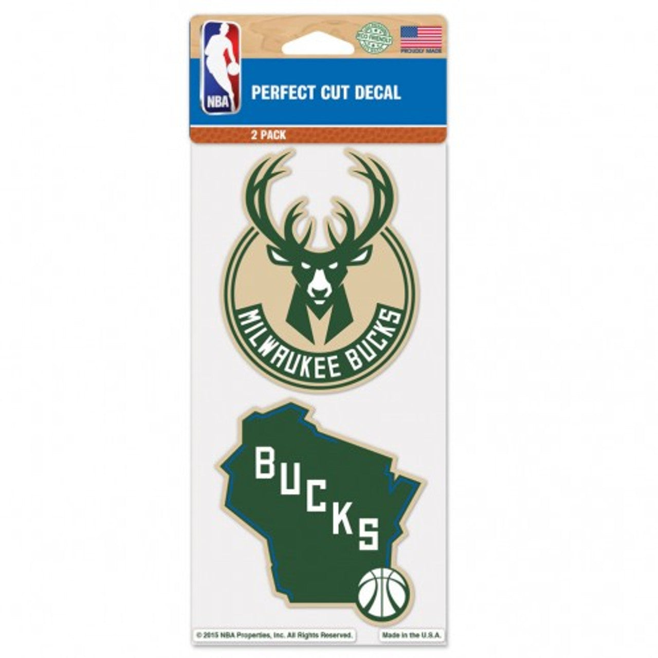 Milwaukee Bucks Decal 4x4 Die Cut Set of 2 - Sports Collectibles, Sports Memorabilia, Sports Fan Shop, Sports Gifts