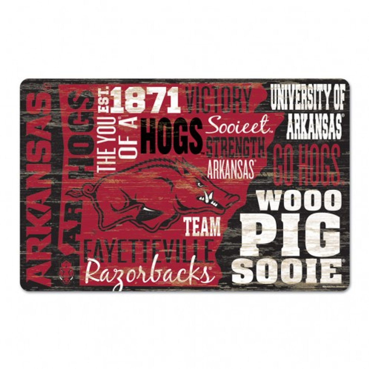 Arkansas Razorbacks Sign 11x17 Wood Wordage Design - Sports Collectibles, Sports Memorabilia, Sports Fan Shop, Sports Gifts