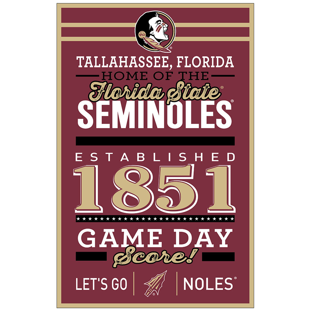 Florida State Seminoles Sign 11x17 Wood Established Design - Sports Collectibles, Sports Memorabilia, Sports Fan Shop, Sports Gifts