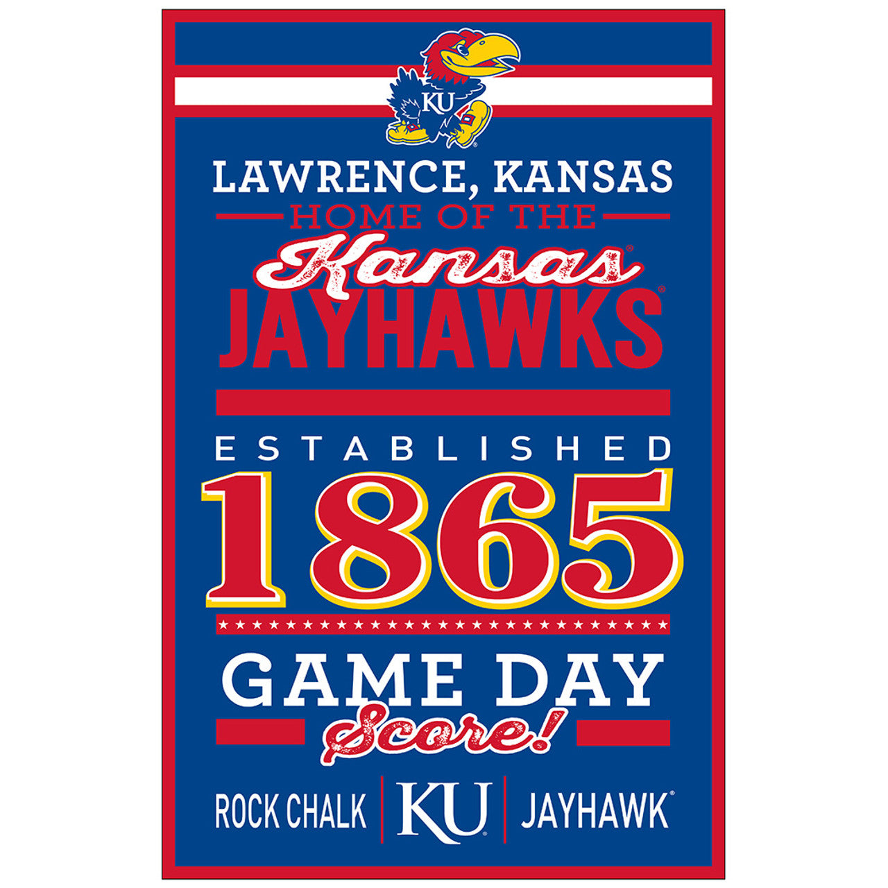 Kansas Jayhawks Sign 11x17 Wood Established Design - Sports Collectibles, Sports Memorabilia, Sports Fan Shop, Sports Gifts
