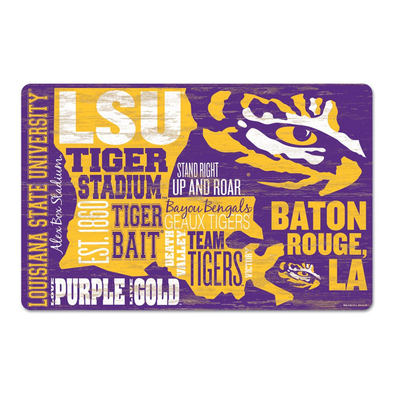 LSU Tigers Sign 11x17 Wood Wordage Design - Sports Collectibles, Sports Memorabilia, Sports Fan Shop, Sports Gifts