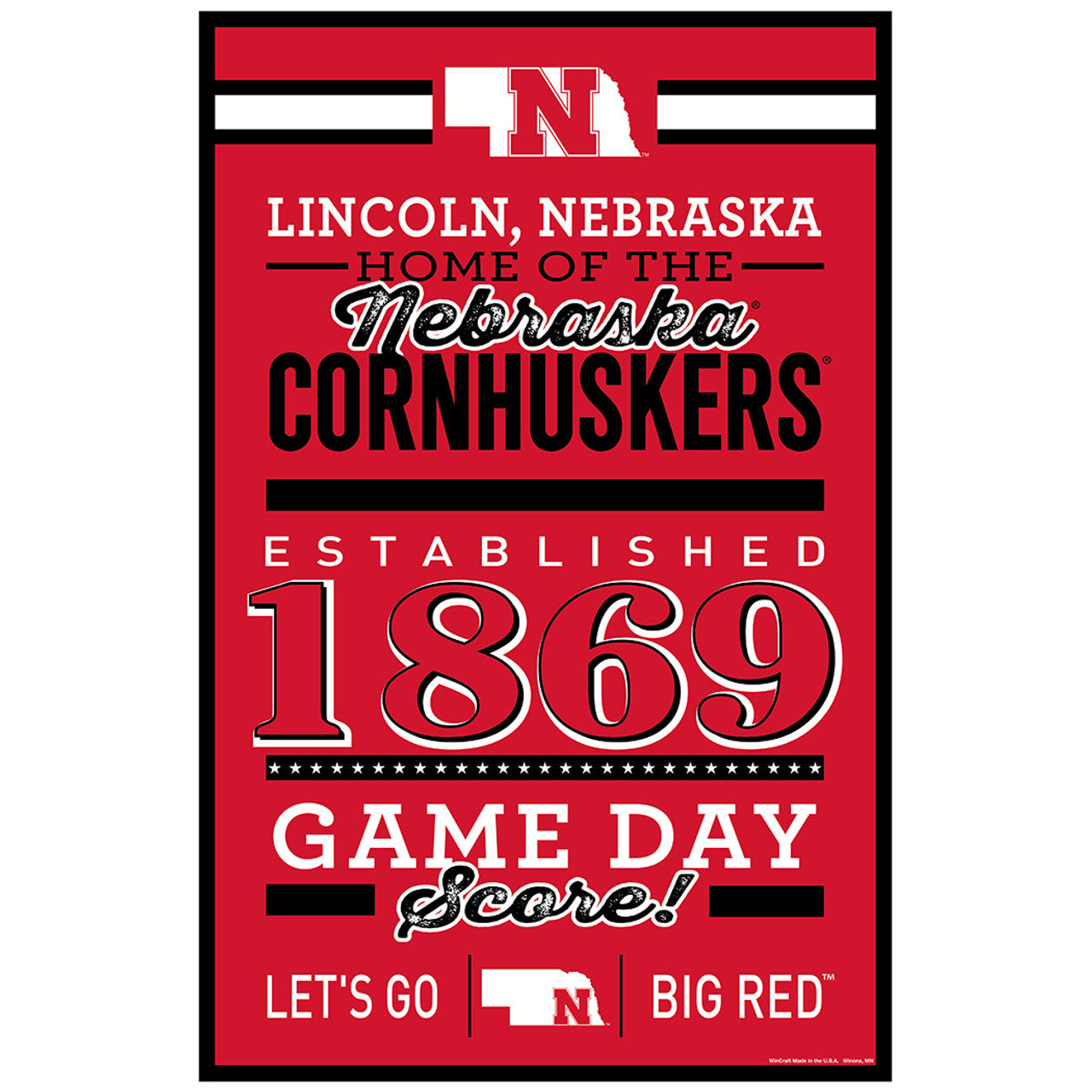 Nebraska Cornhuskers Sign 11x17 Wood Established Design - Sports Collectibles, Sports Memorabilia, Sports Fan Shop, Sports Gifts
