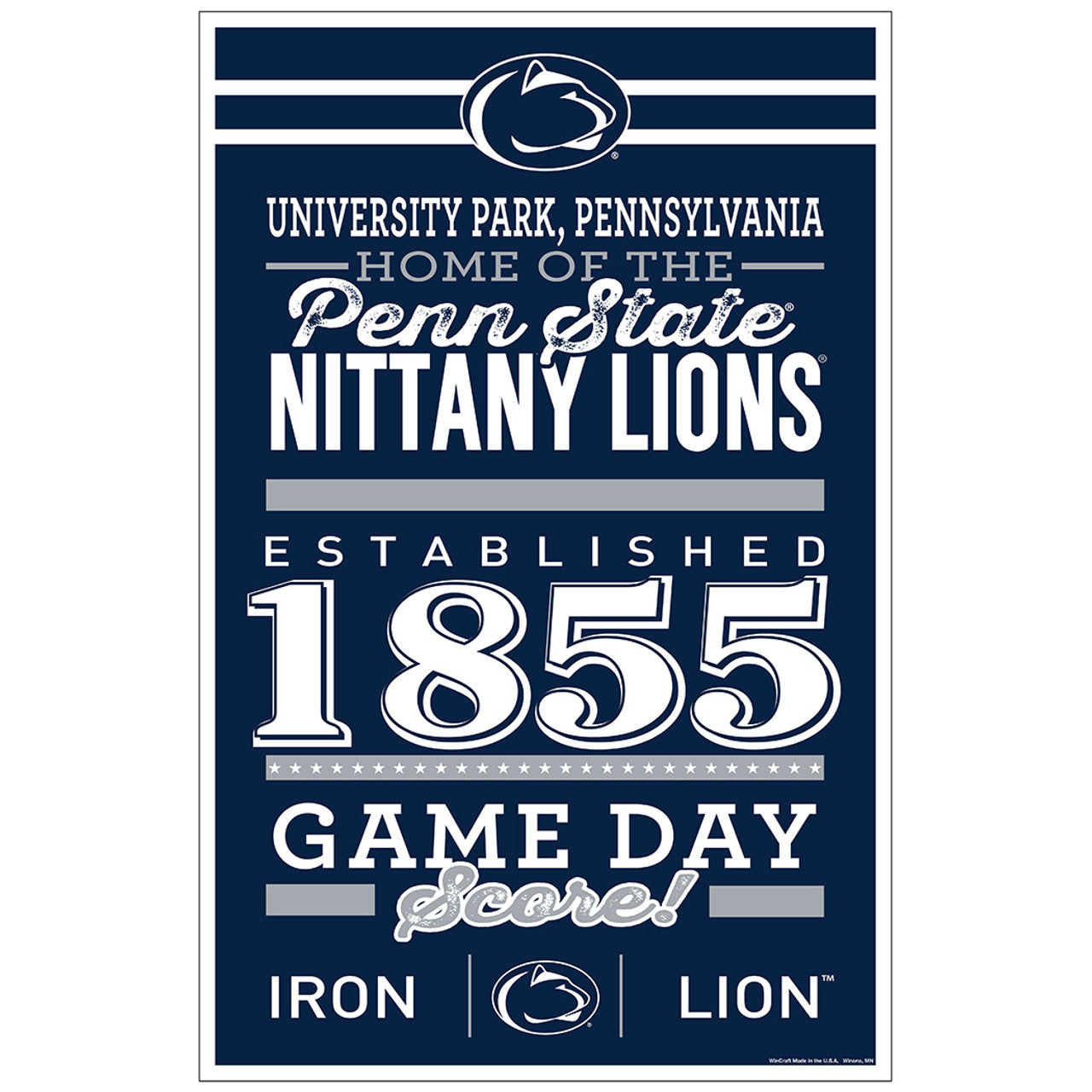 Penn State Nittany Lions Sign 11x17 Wood Established Design - Sports Collectibles, Sports Memorabilia, Sports Fan Shop, Sports Gifts