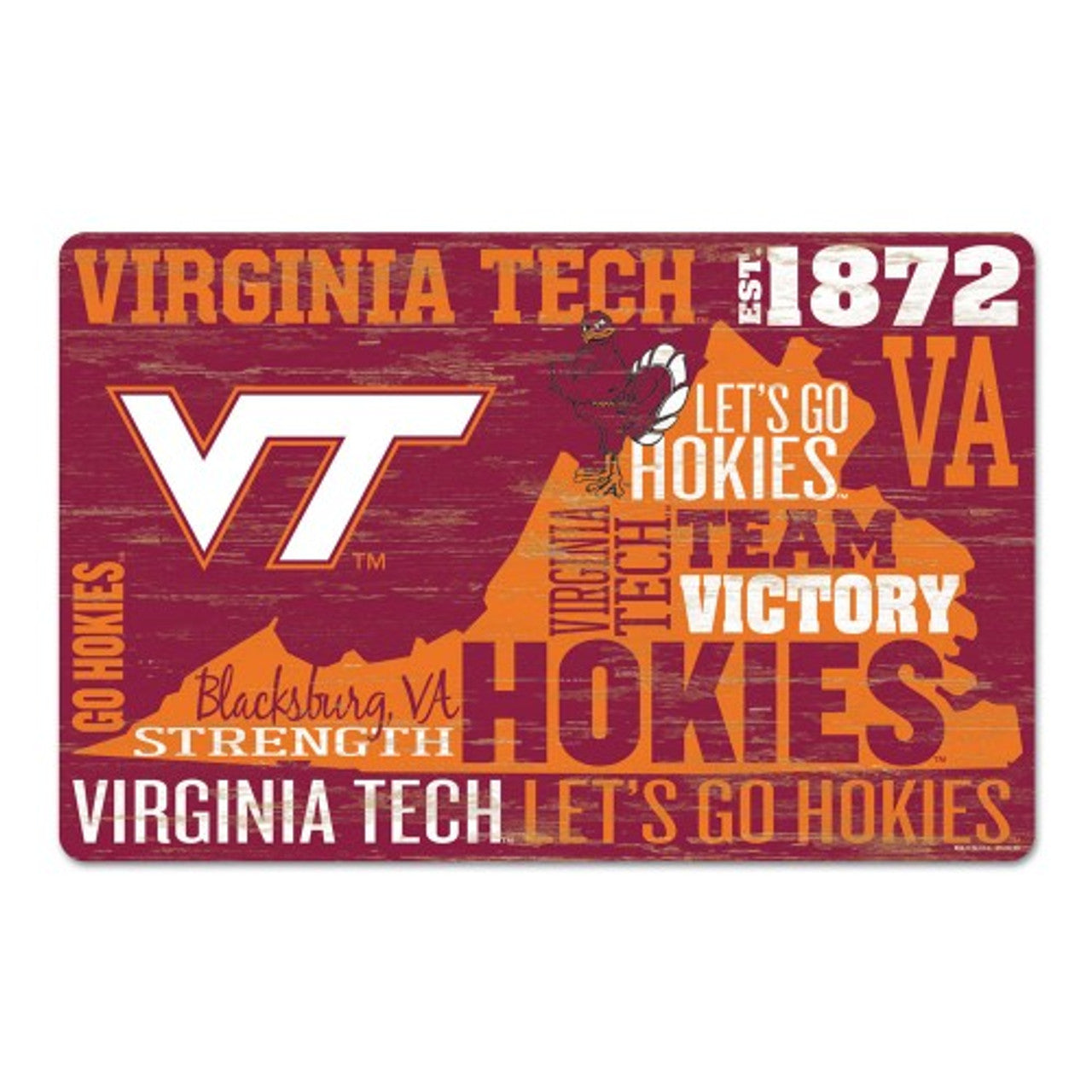Virginia Tech Hokies Sign 11x17 Wood Wordage Design - Sports Collectibles, Sports Memorabilia, Sports Fan Shop, Sports Gifts