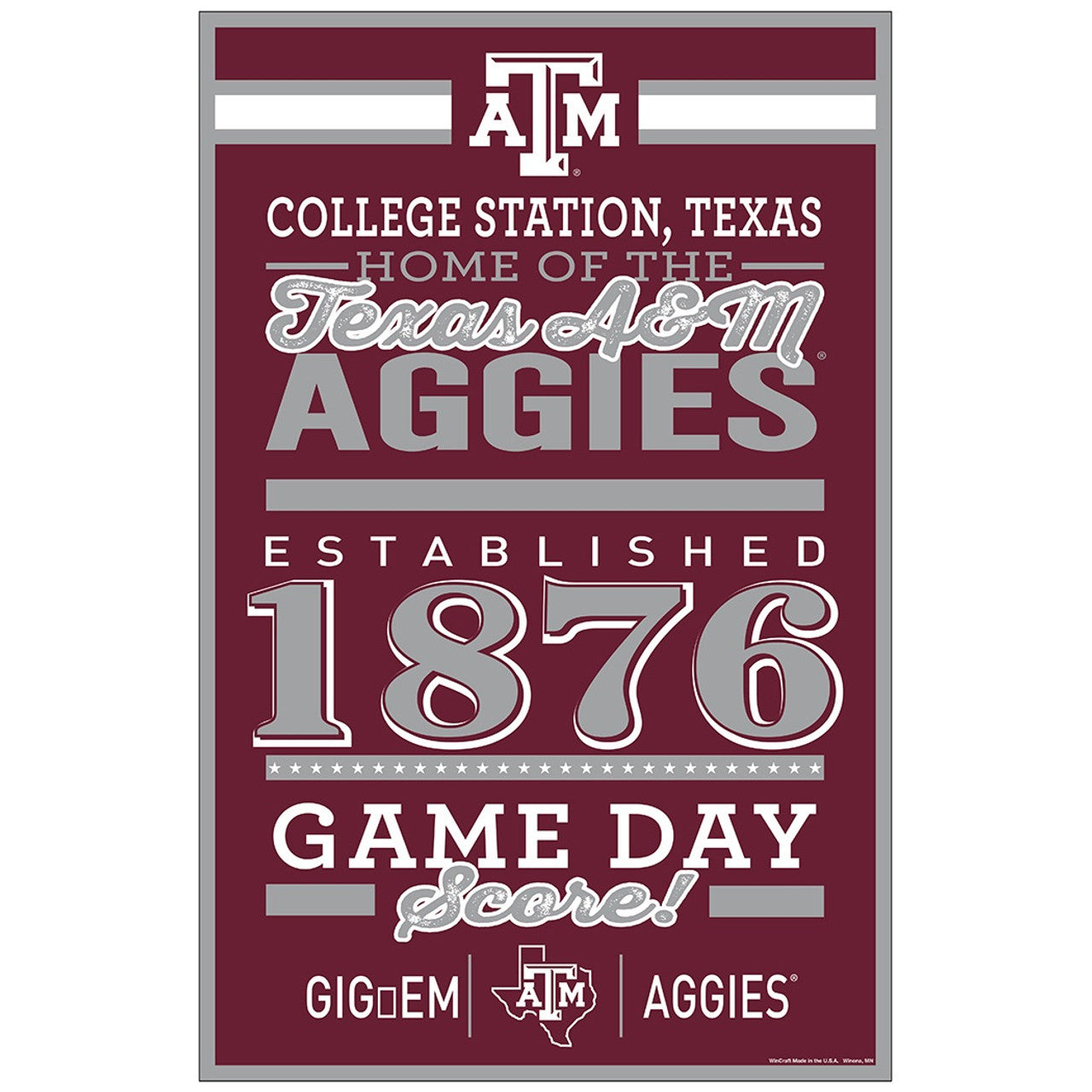 Texas A&M Aggies Sign 11x17 Wood Established Design - Sports Collectibles, Sports Memorabilia, Sports Fan Shop, Sports Gifts
