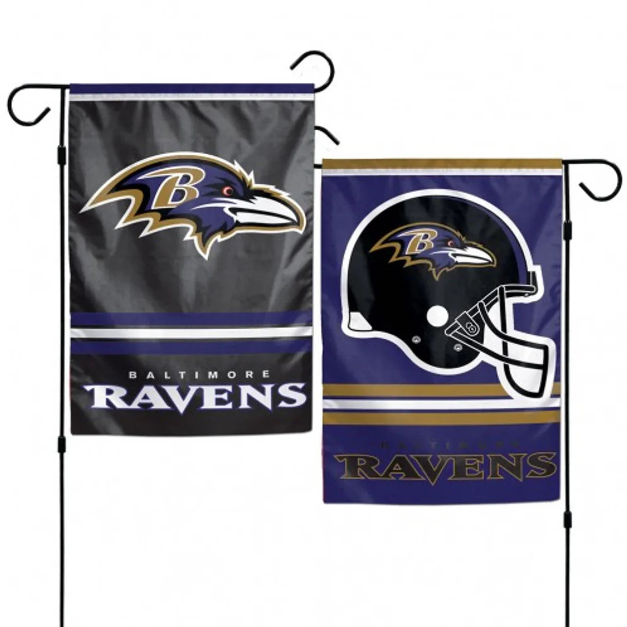 BALTIMORE RAVENS GARDEN FLAGS 2 SIDED 12.5" X 18" - 757 Sports Collectibles