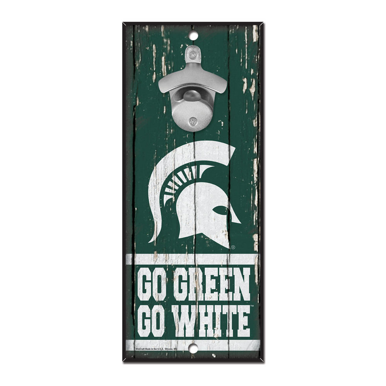 Michigan State Spartans Sign Wood 5x11 Bottle Opener - Sports Collectibles, Sports Memorabilia, Sports Fan Shop, Sports Gifts
