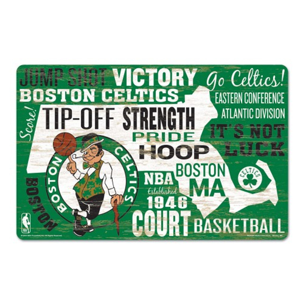 Boston Celtics Sign 11x17 Wood Wordage Design - Sports Collectibles, Sports Memorabilia, Sports Fan Shop, Sports Gifts